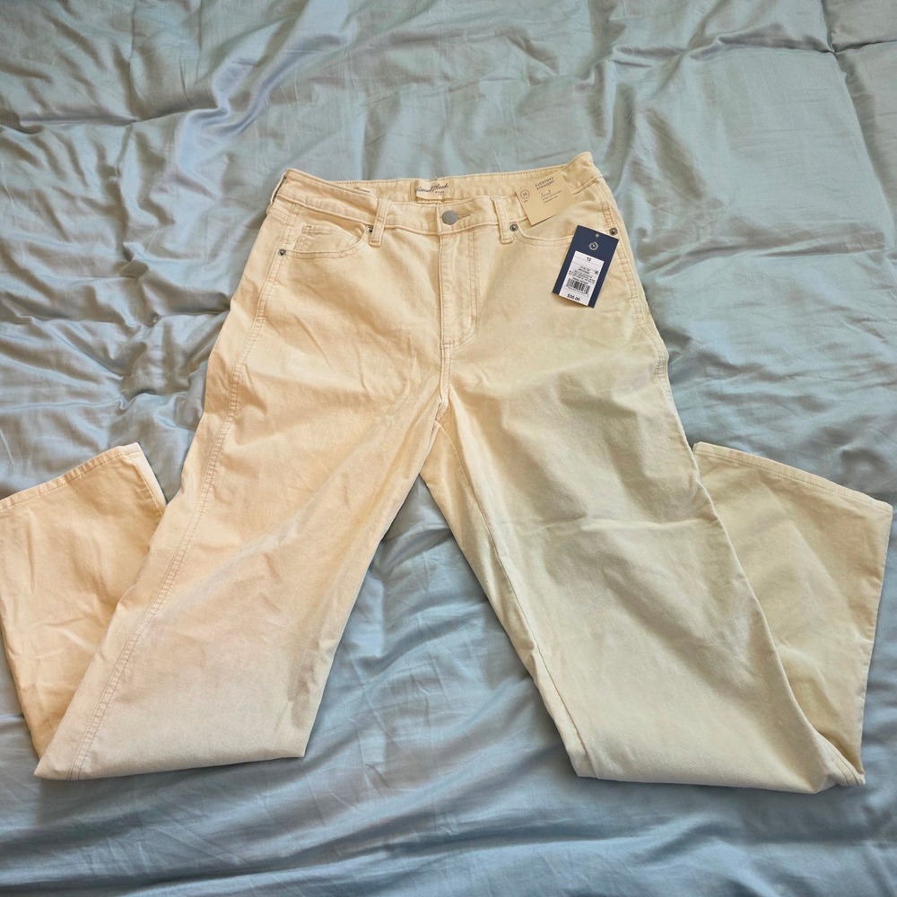 Universal Thread Everyday Straight High Rise Jeans Cream Off-White Corduroy 12
